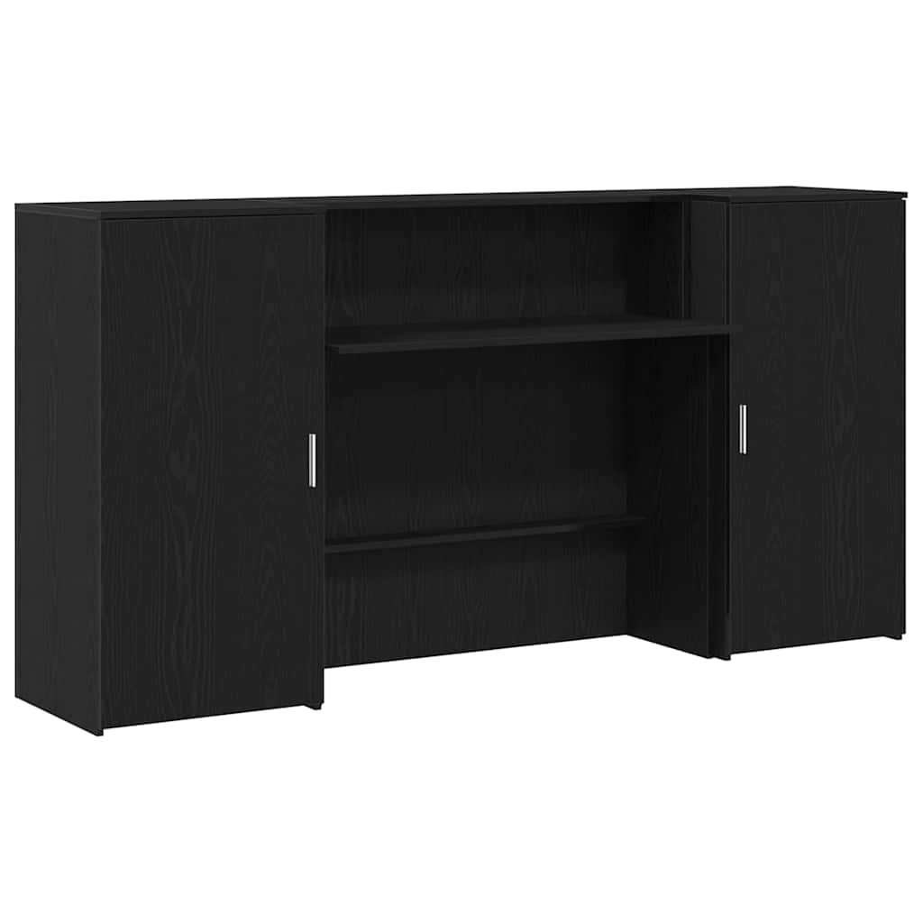 Empfangstheke Schwarz Eichen-Optik 200x50x103,5cm Holzwerkstoff