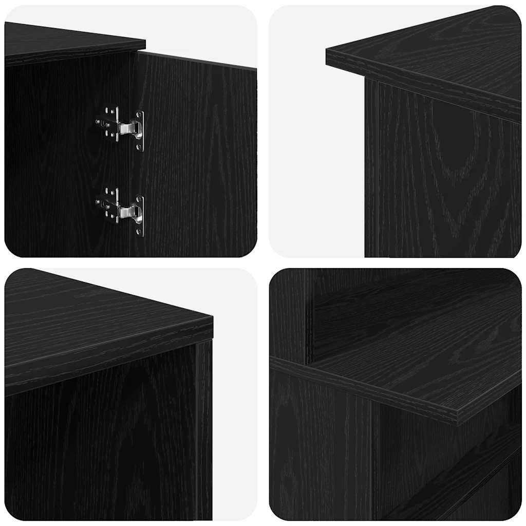 Empfangstheke Schwarz Eichen-Optik 200x50x103,5cm Holzwerkstoff