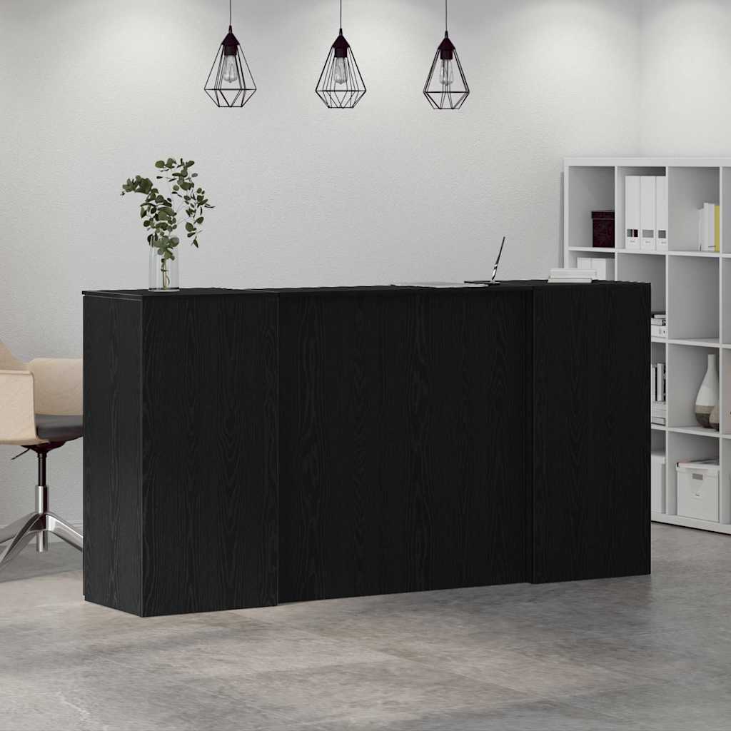 Empfangstheke Schwarz Eichen-Optik 200x50x103,5cm Holzwerkstoff