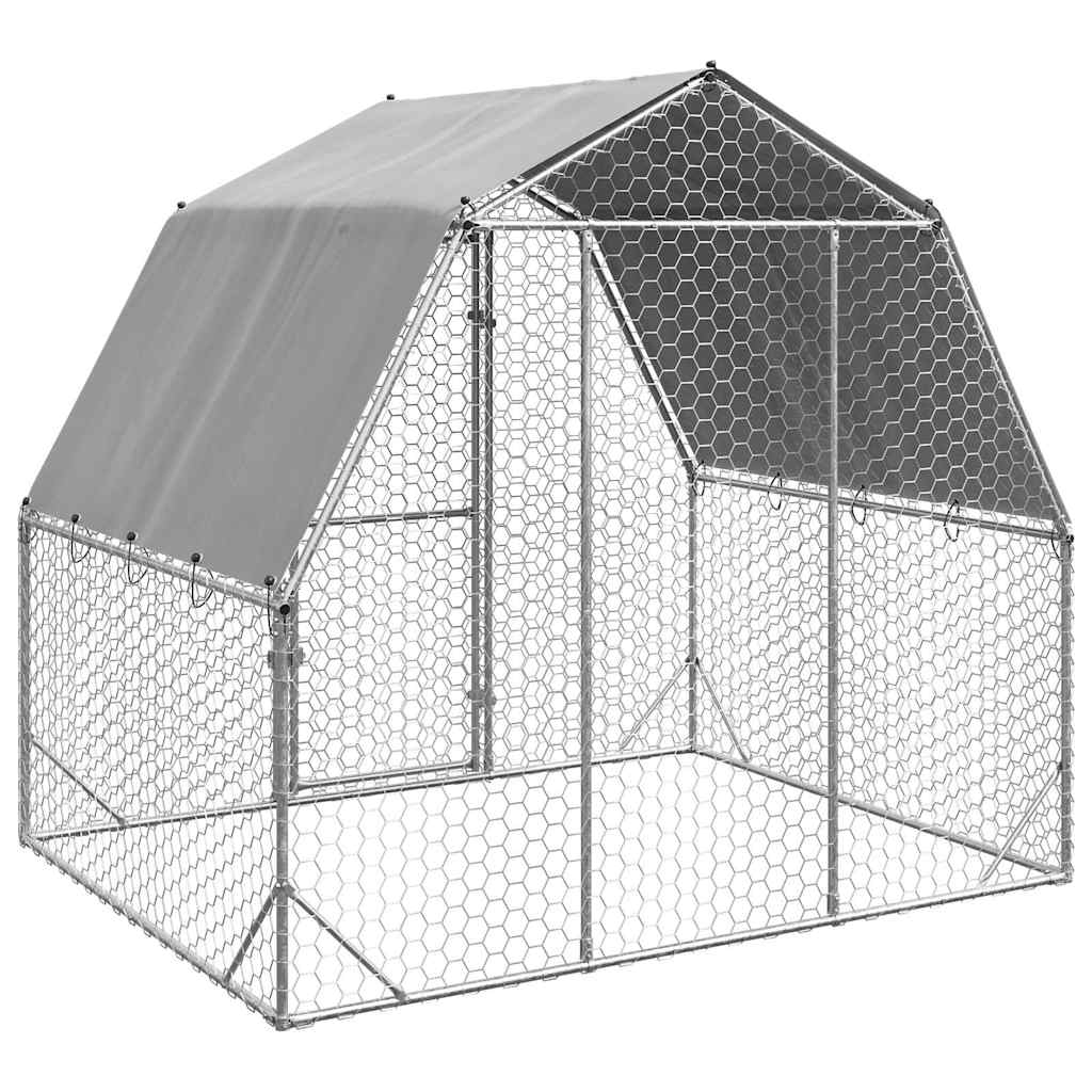 Hühnerstall mit Dach 2,5x2x2,25 m Verzinkter Stahl