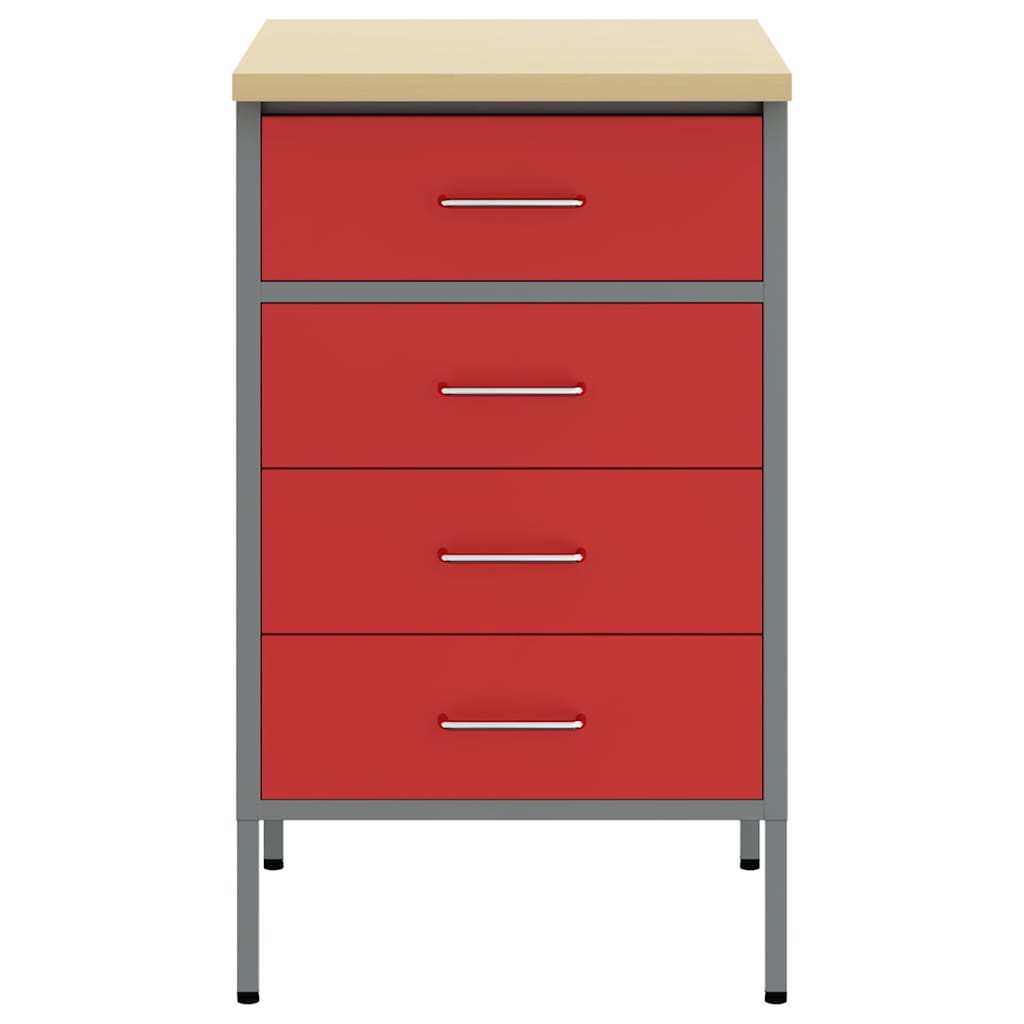 Werkbank Rot und Grau 50 x 55 x 85 cm Ingenieure Holz und Stahl