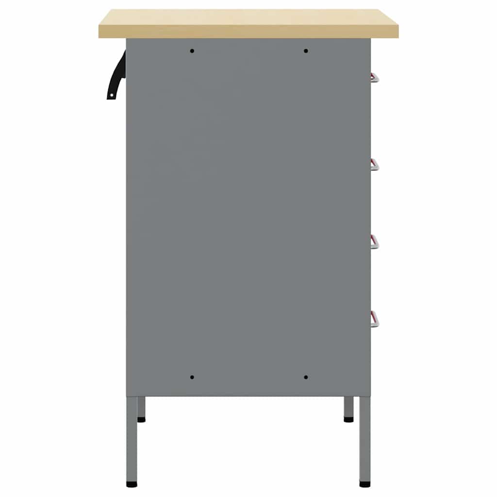 Werkbank Rot und Grau 50 x 55 x 85 cm Ingenieure Holz und Stahl