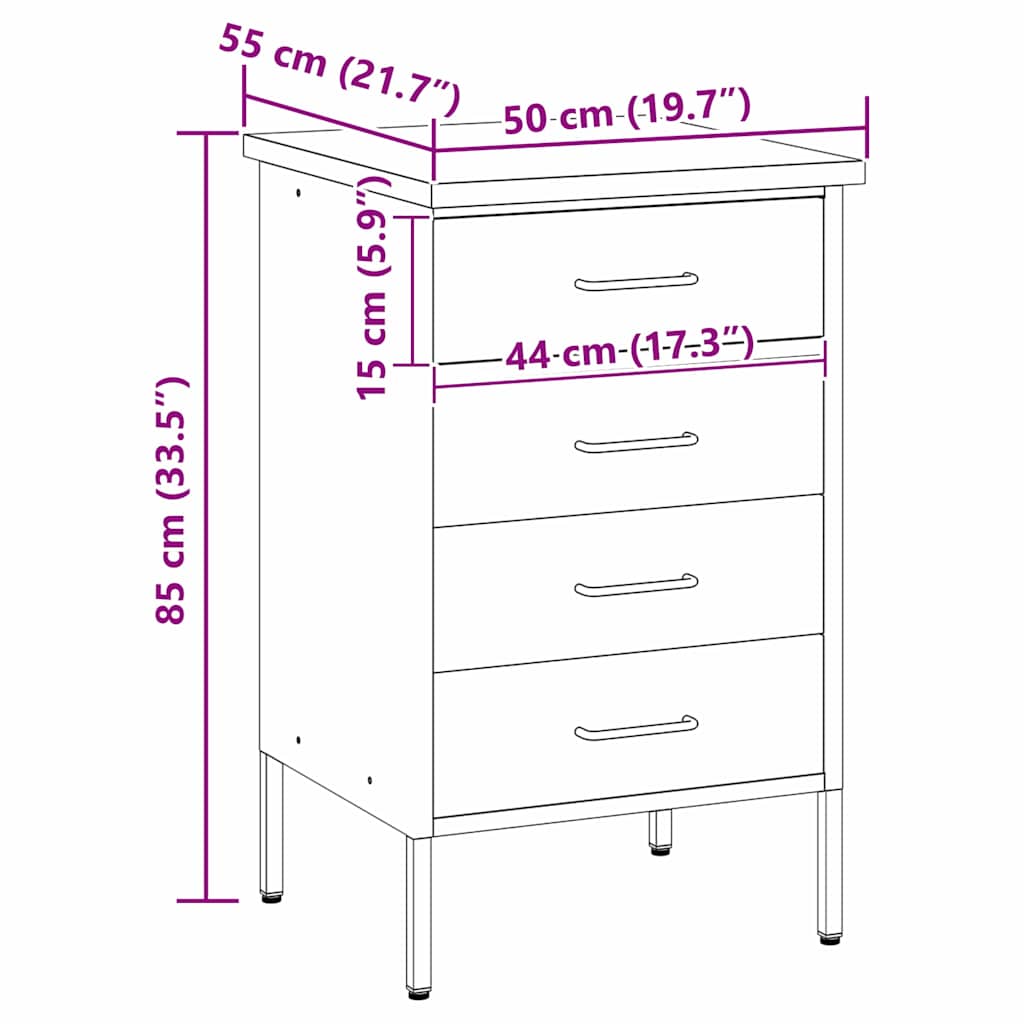 Werkbank Rot und Grau 50 x 55 x 85 cm Ingenieure Holz und Stahl