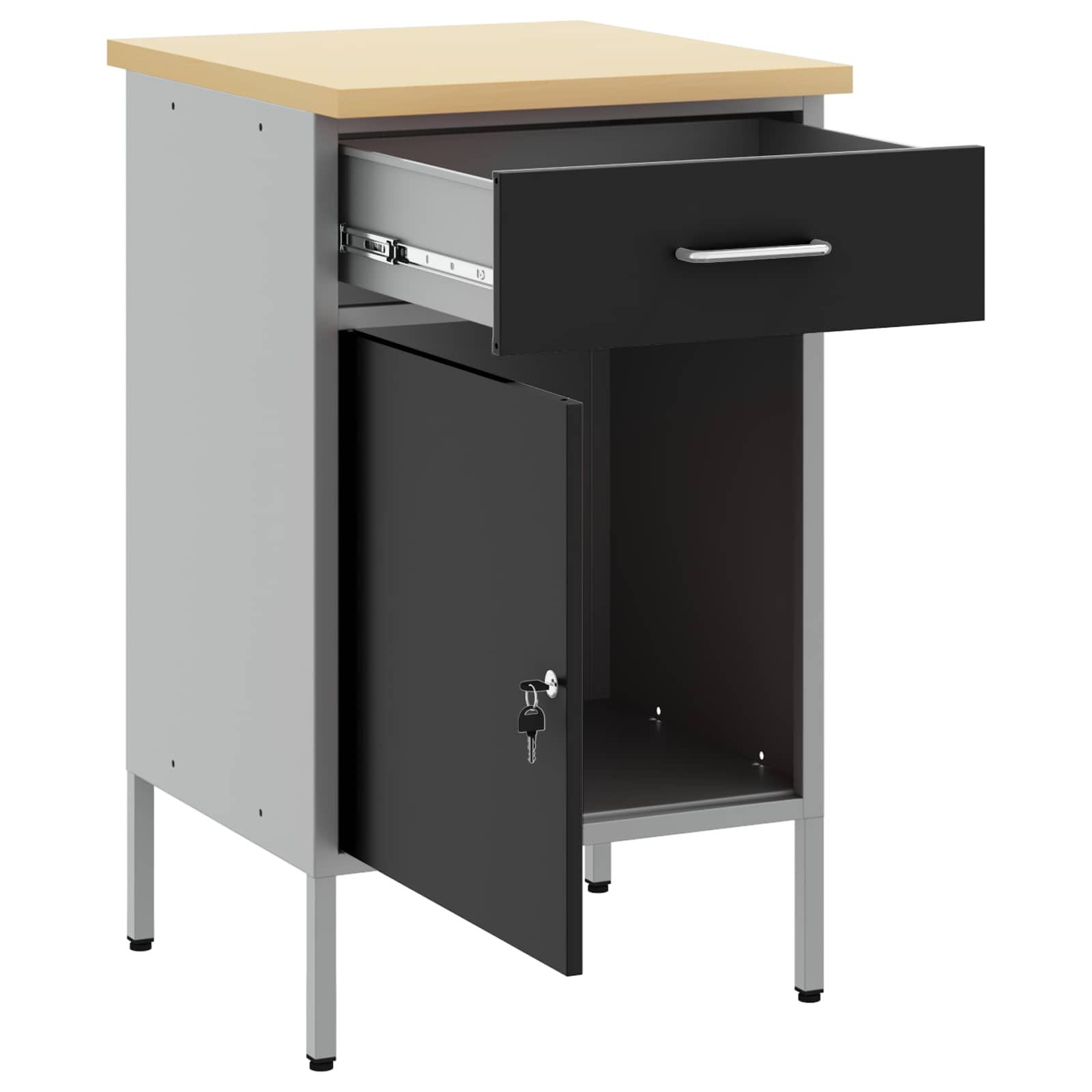 Werkbank mit Schubladen Schwarz und Grau 50 x 55 x 85 cm