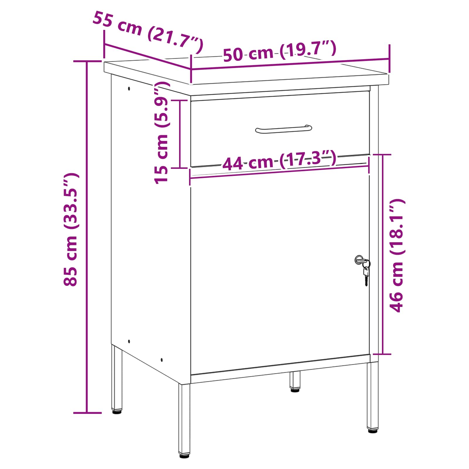 Werkbank mit Schubladen Schwarz und Grau 50 x 55 x 85 cm
