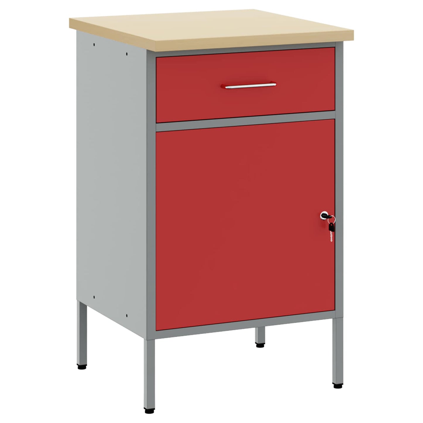 Werkbank Rot und Grau 50 x 55 x 85 cm Ingenieure Holz und Stahl
