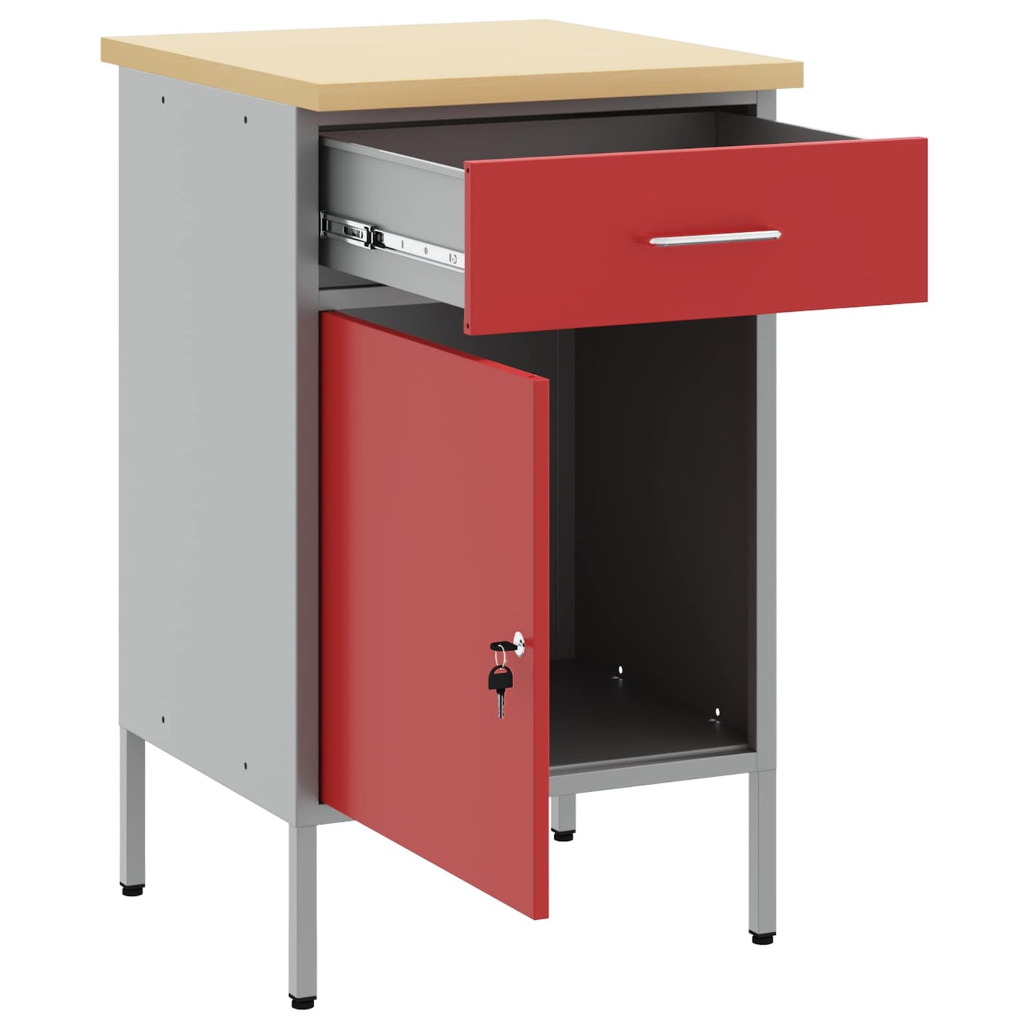 Werkbank Rot und Grau 50 x 55 x 85 cm Ingenieure Holz und Stahl