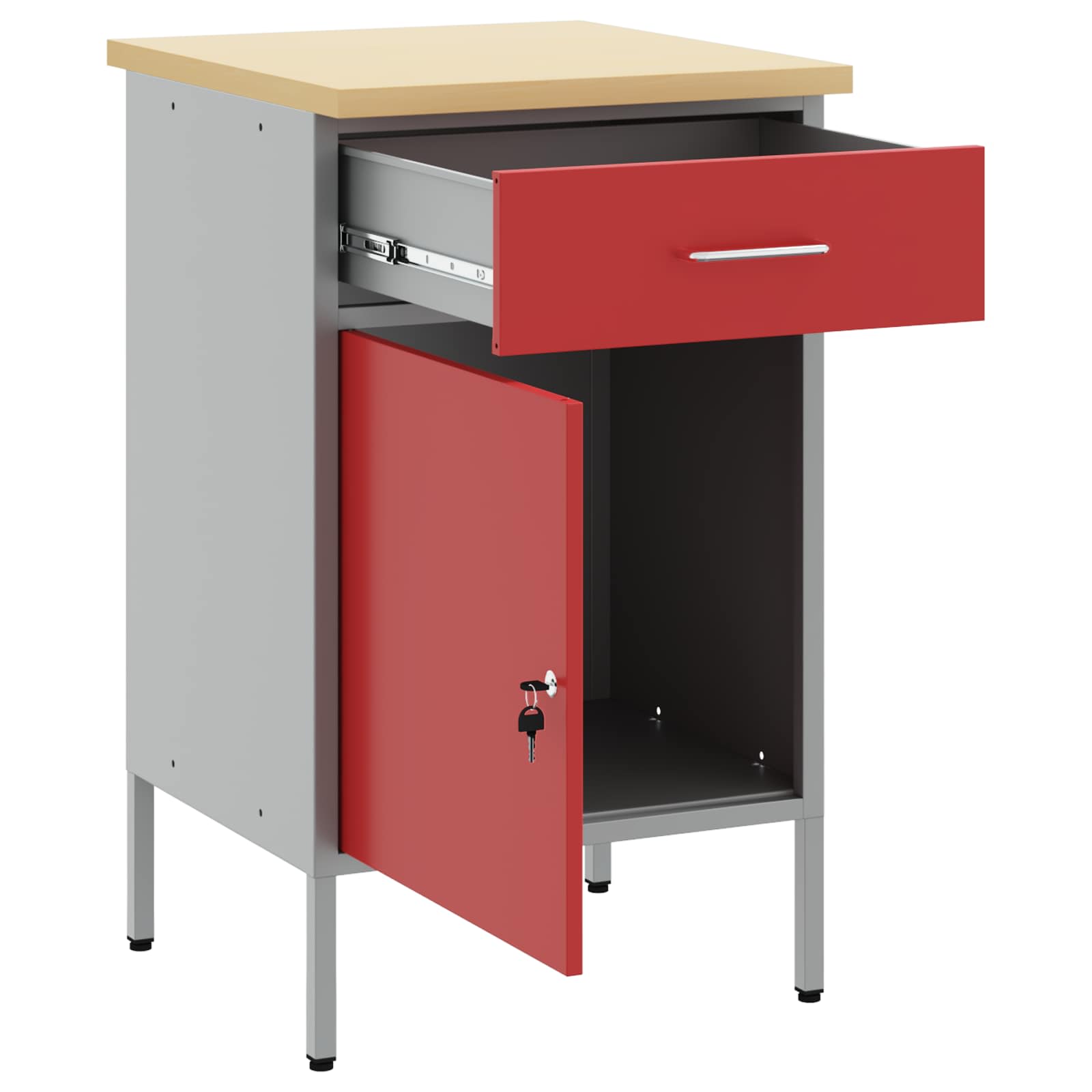 Werkbank Rot und Grau 50 x 55 x 85 cm Ingenieure Holz und Stahl