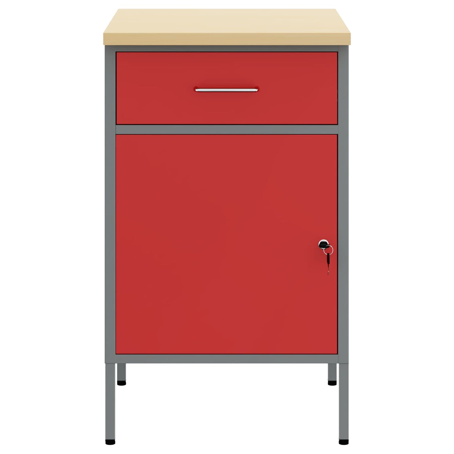Werkbank Rot und Grau 50 x 55 x 85 cm Ingenieure Holz und Stahl