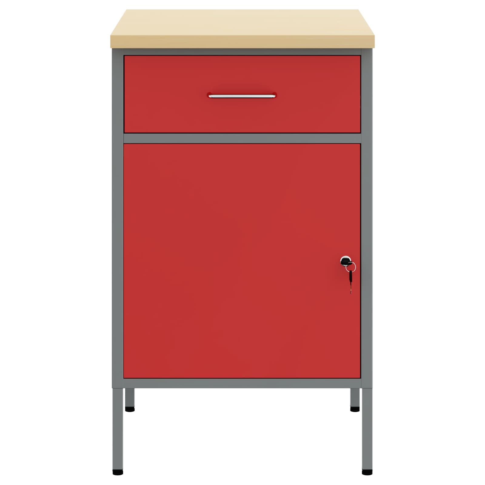 Werkbank Rot und Grau 50 x 55 x 85 cm Ingenieure Holz und Stahl