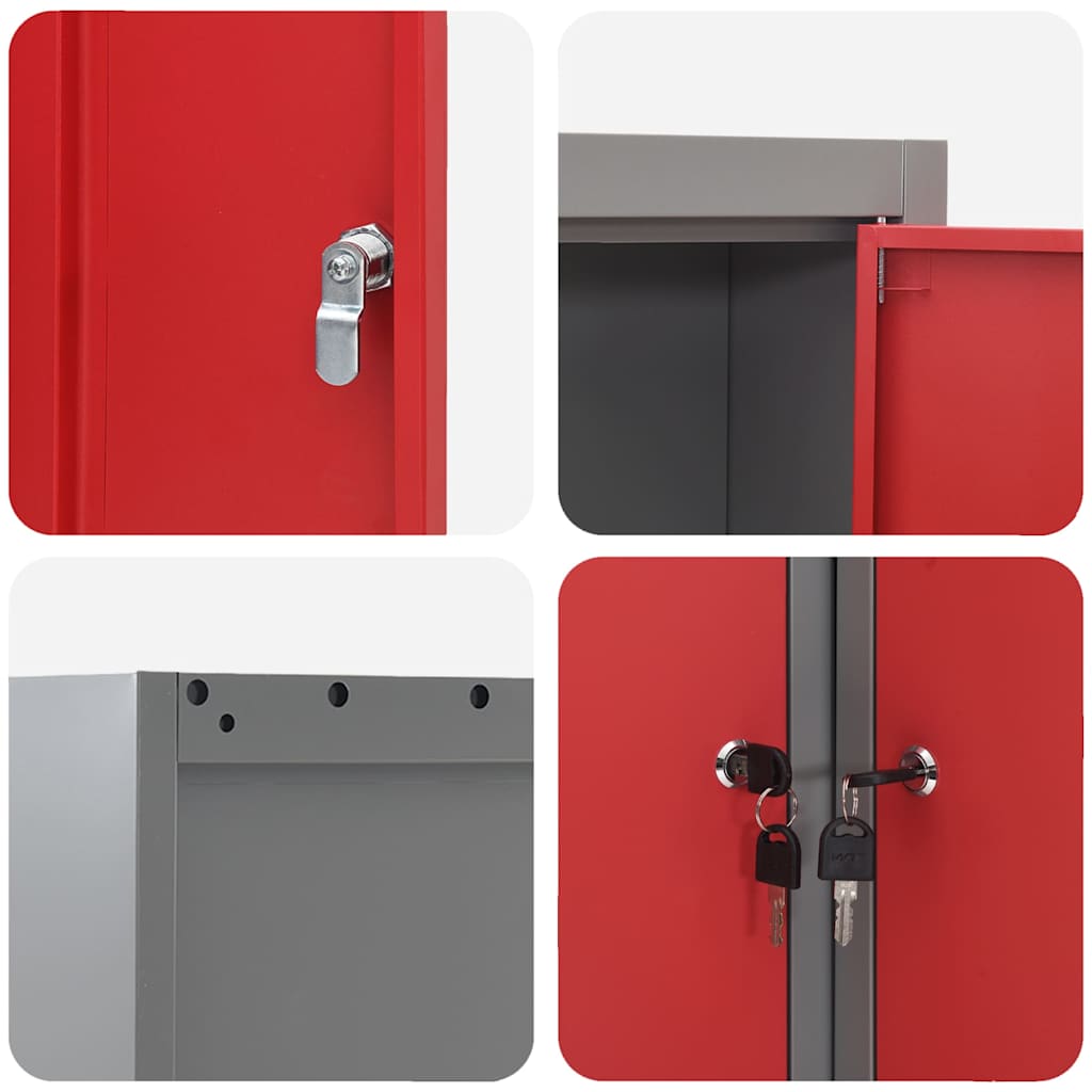 Werkzeugschrank mit Regal Rot und Grau 50 x 20 x 55 cm Stahl