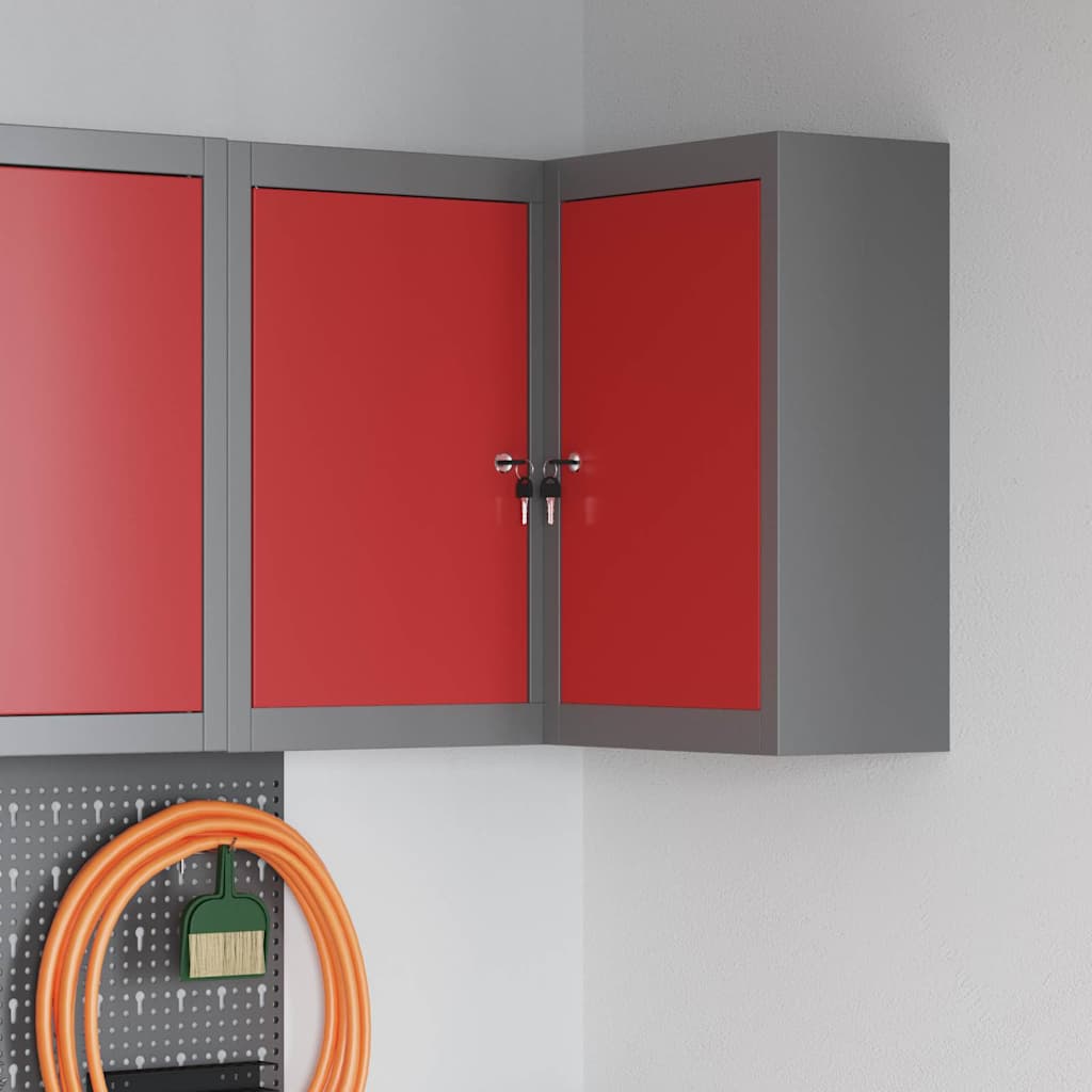 Werkzeugschrank mit Regal Rot und Grau 50 x 20 x 55 cm Stahl