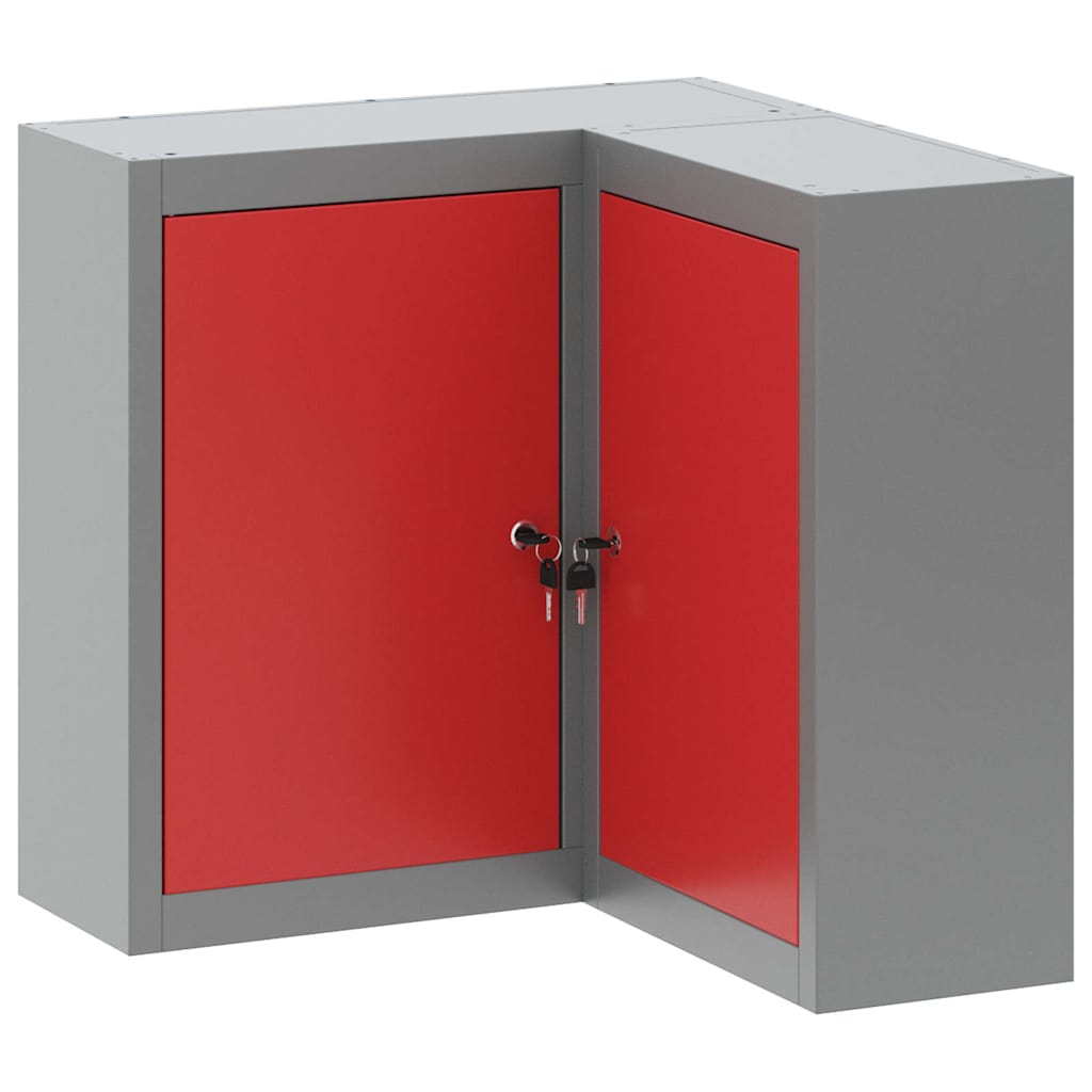 Werkzeugschrank mit Regal Rot und Grau 50 x 20 x 55 cm Stahl