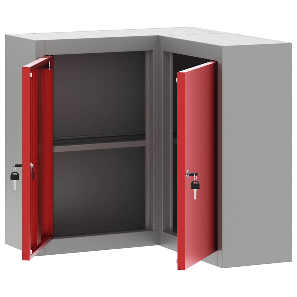 Werkzeugschrank mit Regal Rot und Grau 50 x 20 x 55 cm Stahl