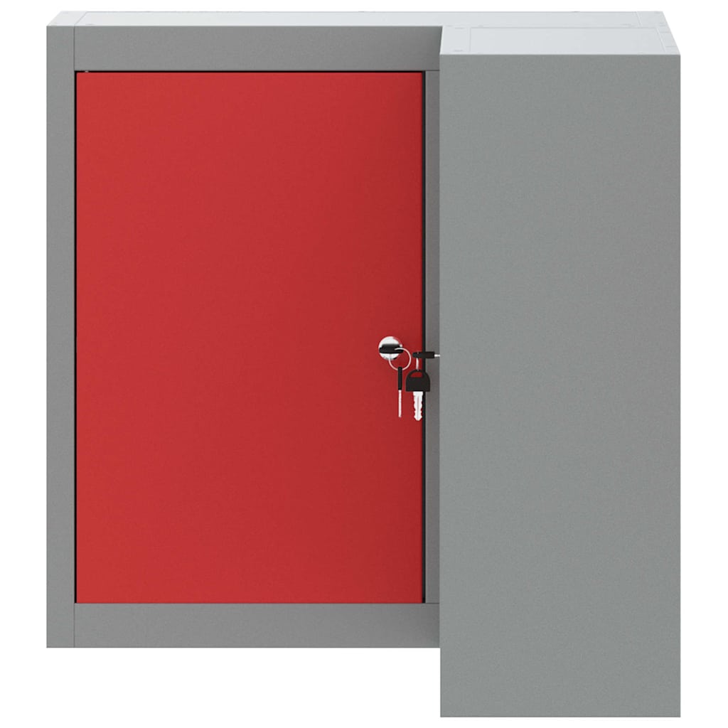 Werkzeugschrank mit Regal Rot und Grau 50 x 20 x 55 cm Stahl