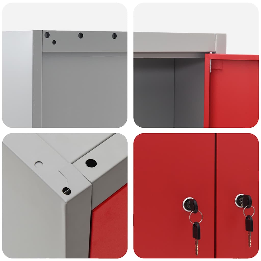 Werkzeugschrank mit Regal Rot und Grau 100 x 20 x 55 cm