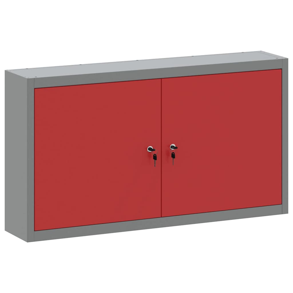 Werkzeugschrank mit Regal Rot und Grau 100 x 20 x 55 cm Stahl