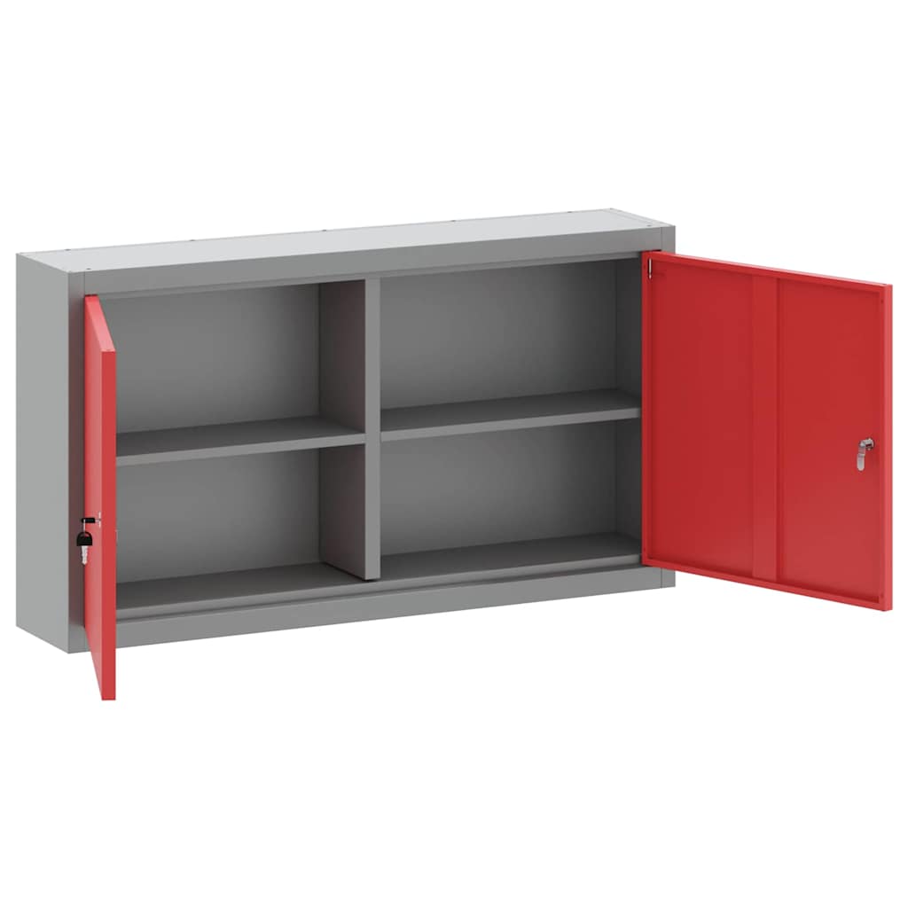 Werkzeugschrank mit Regal Rot und Grau 100 x 20 x 55 cm