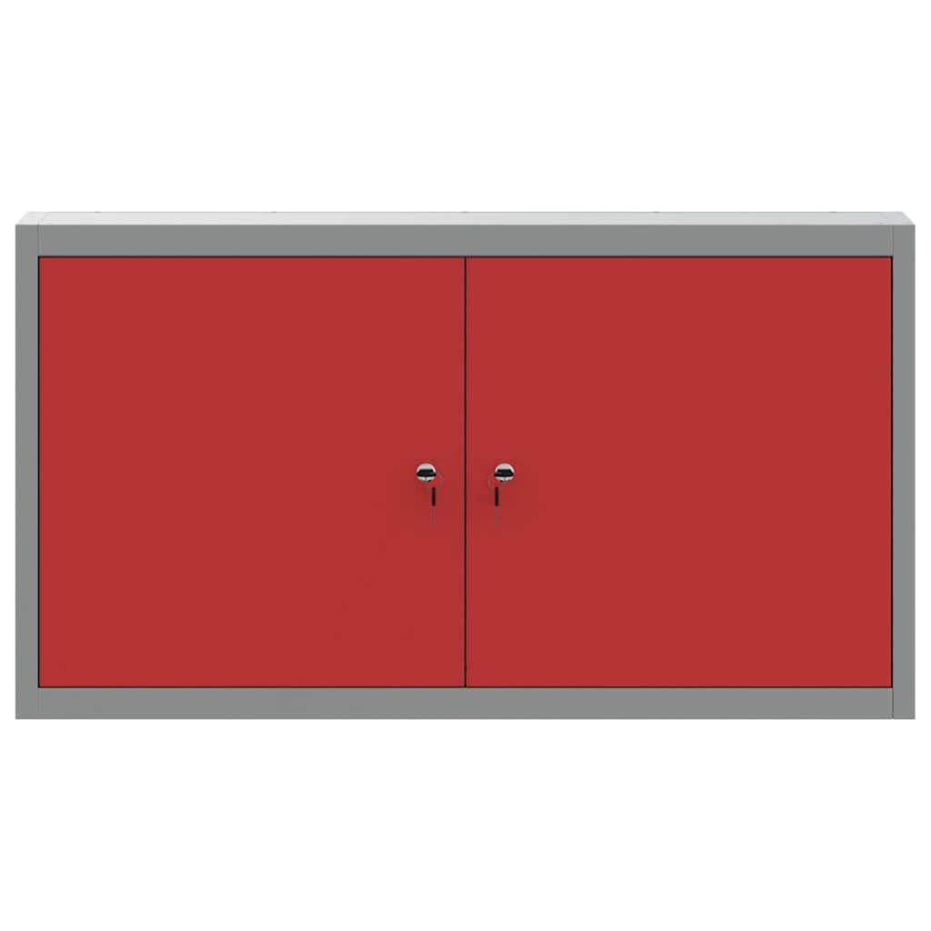 Werkzeugschrank mit Regal Rot und Grau 100 x 20 x 55 cm Stahl