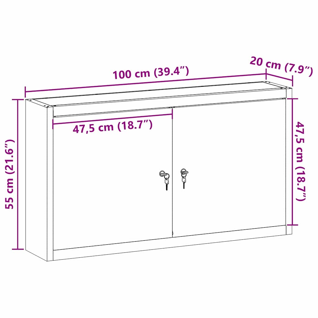 Werkzeugschrank mit Regal Rot und Grau 100 x 20 x 55 cm