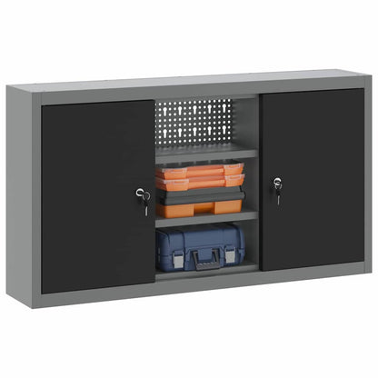 Werkzeugschrank Schwarz und Grau 100 x 20 x 55 cm Stahl