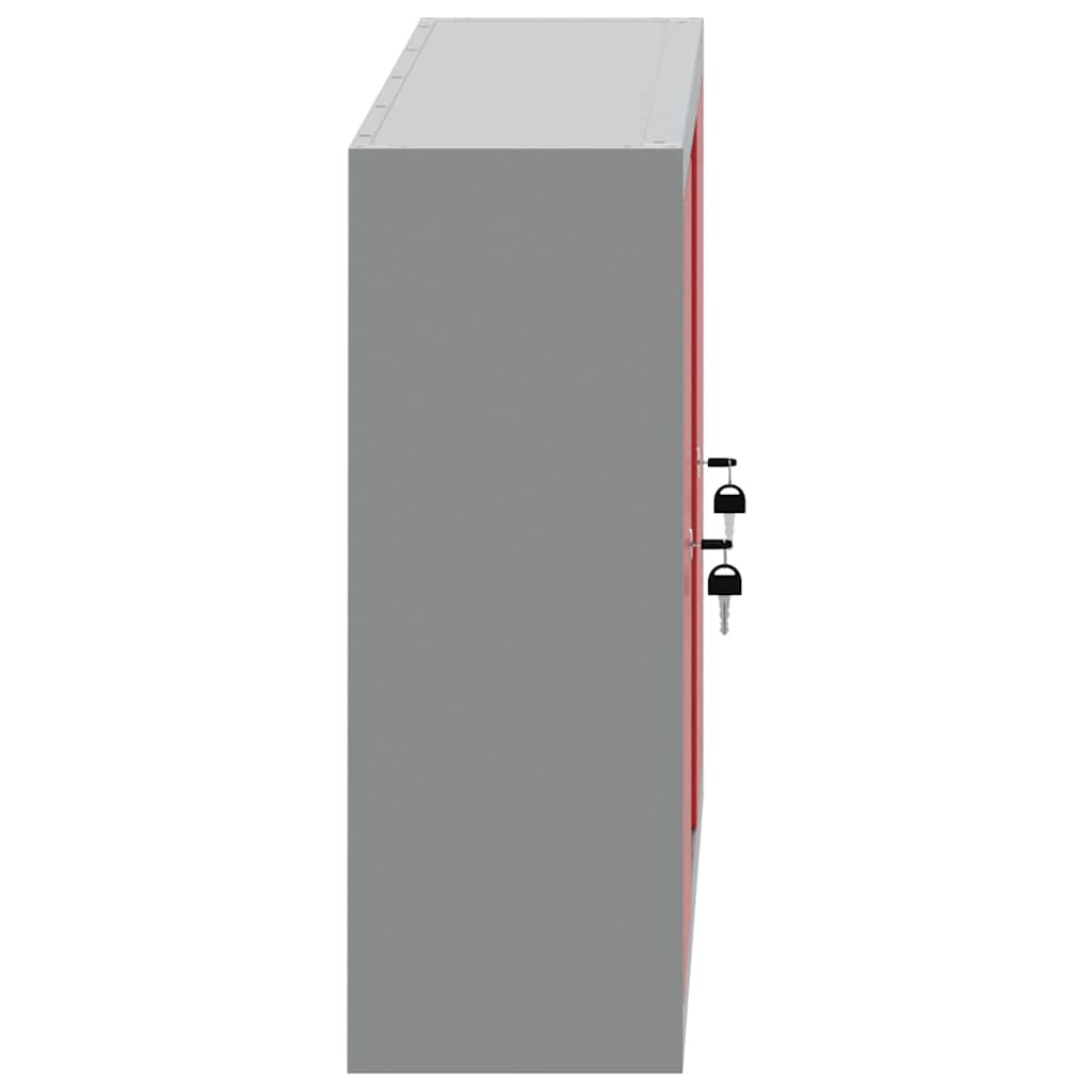 Werkzeugschrank mit Regal Rot und Grau 100 x 20 x 55 cm Stahl