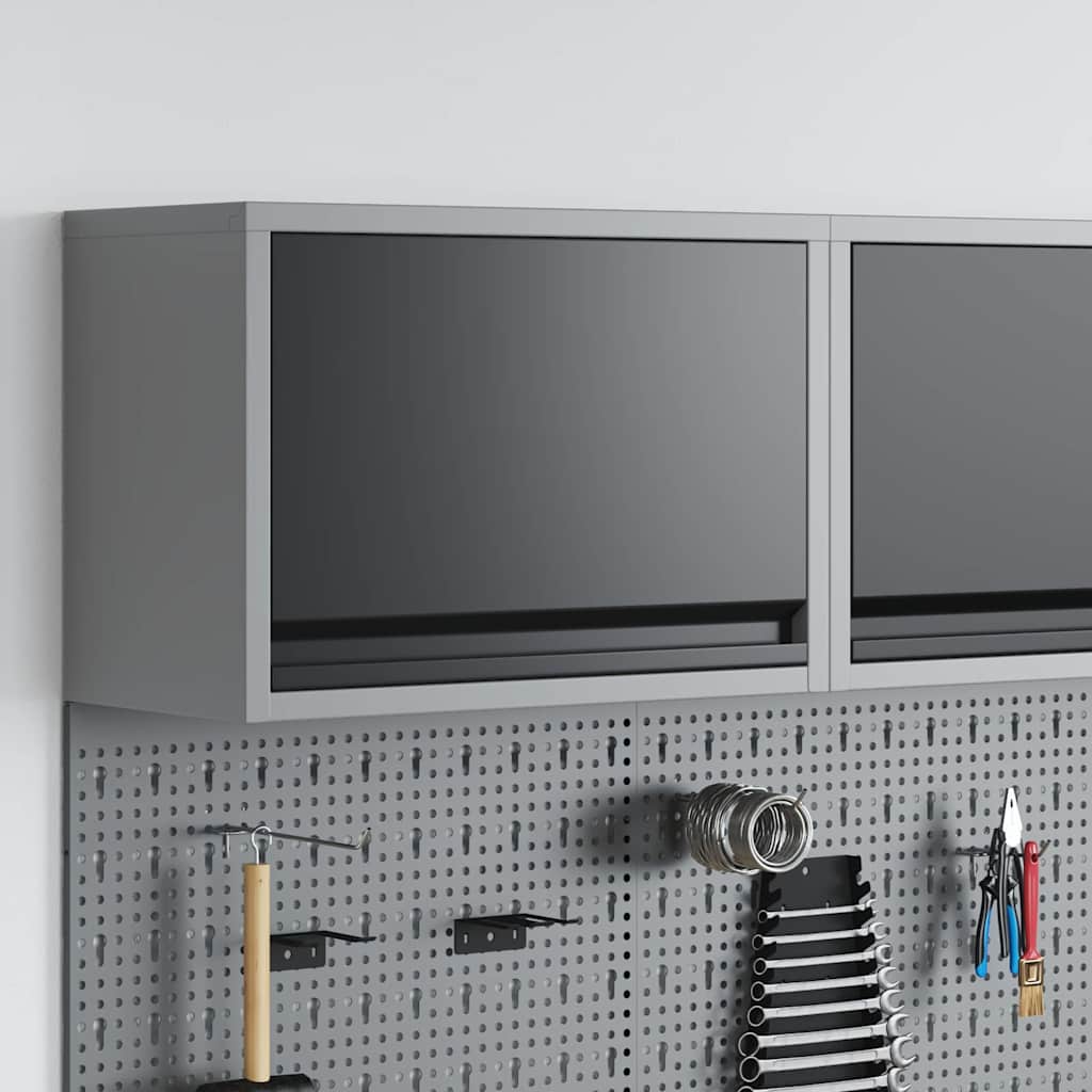 Werkzeugschrank Schwarz und Grau 50 x 25 x 35 cm Stahl