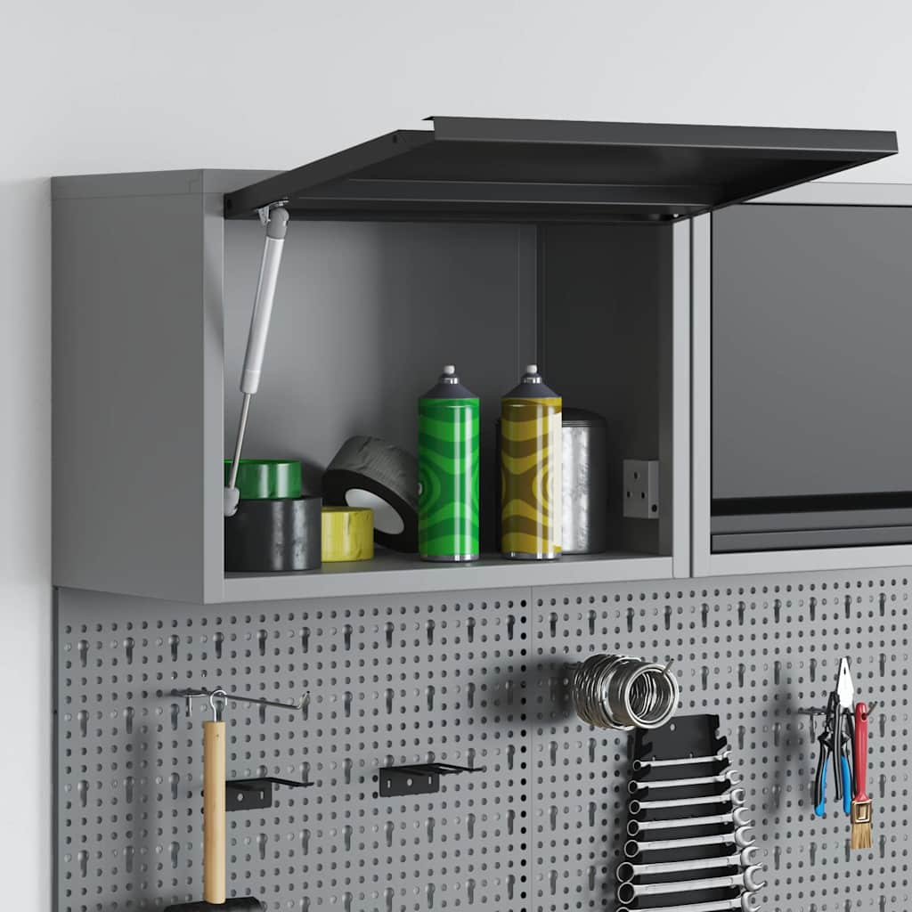 Werkzeugschrank Schwarz und Grau 50 x 25 x 35 cm Stahl