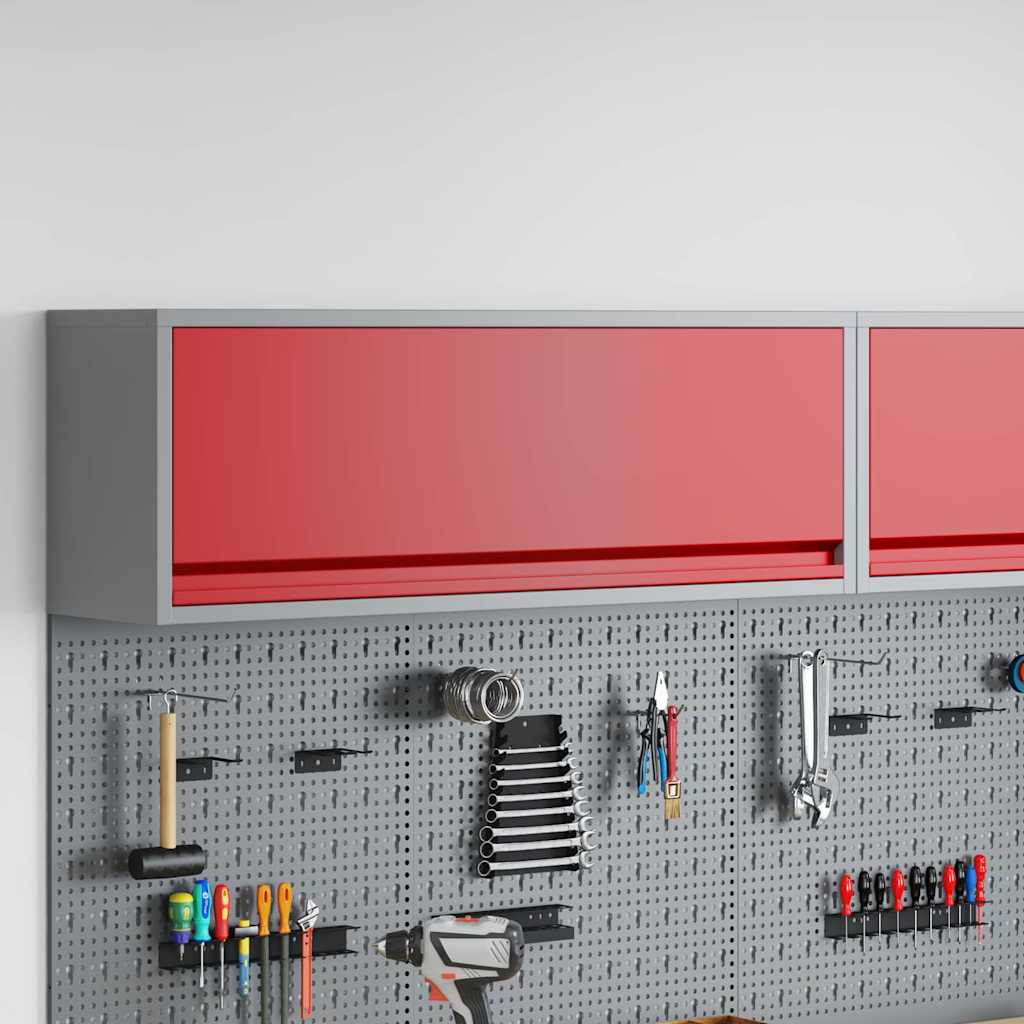 Werkzeugschrank Rot und Grau 100 x 25 x 35 cm Stahl