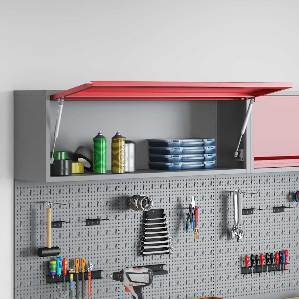 Werkzeugschrank Rot und Grau 100 x 25 x 35 cm Stahl