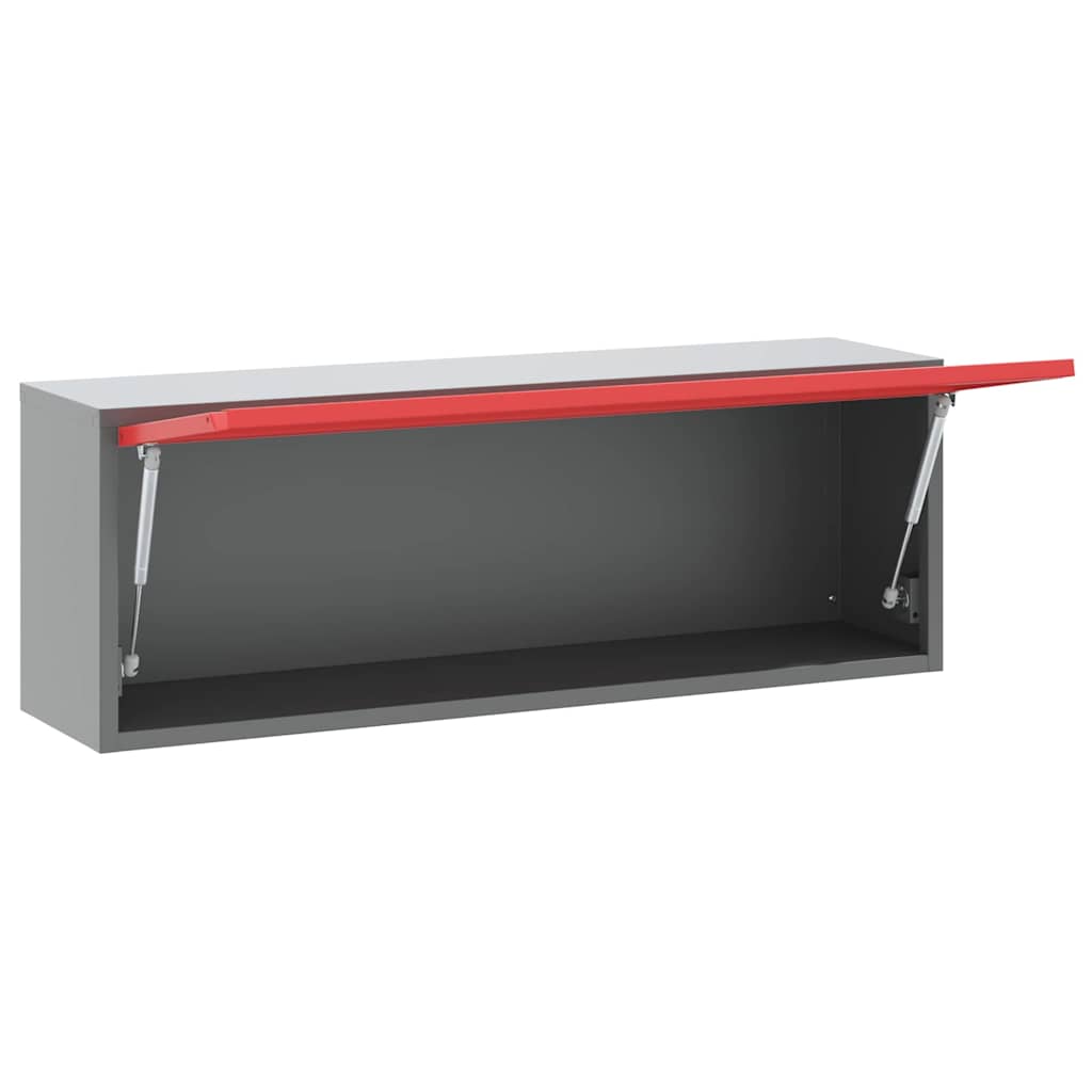 Werkzeugschrank mit Speicher Rot und Grau 100 x 25 x 35 cm