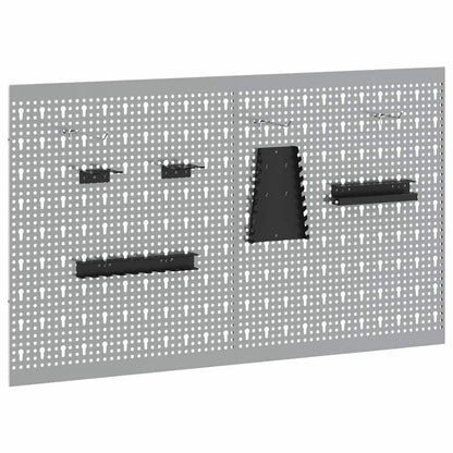 Werkzeugwandpaneel 2 stk. Grau 100 x 1 x 60 cm Stahl