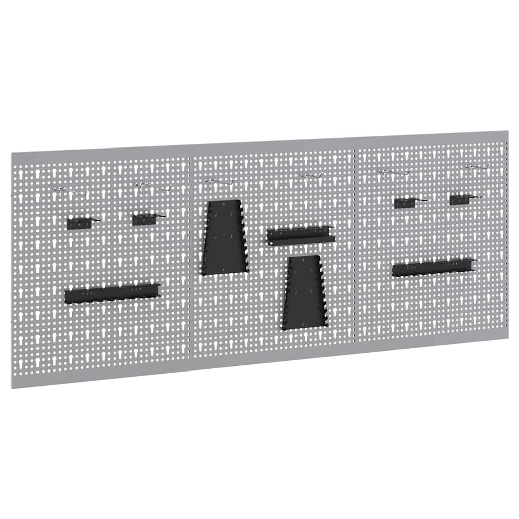 Werkzeugwandpaneel 3 stk. Grau 150 x 1 x 60 cm
