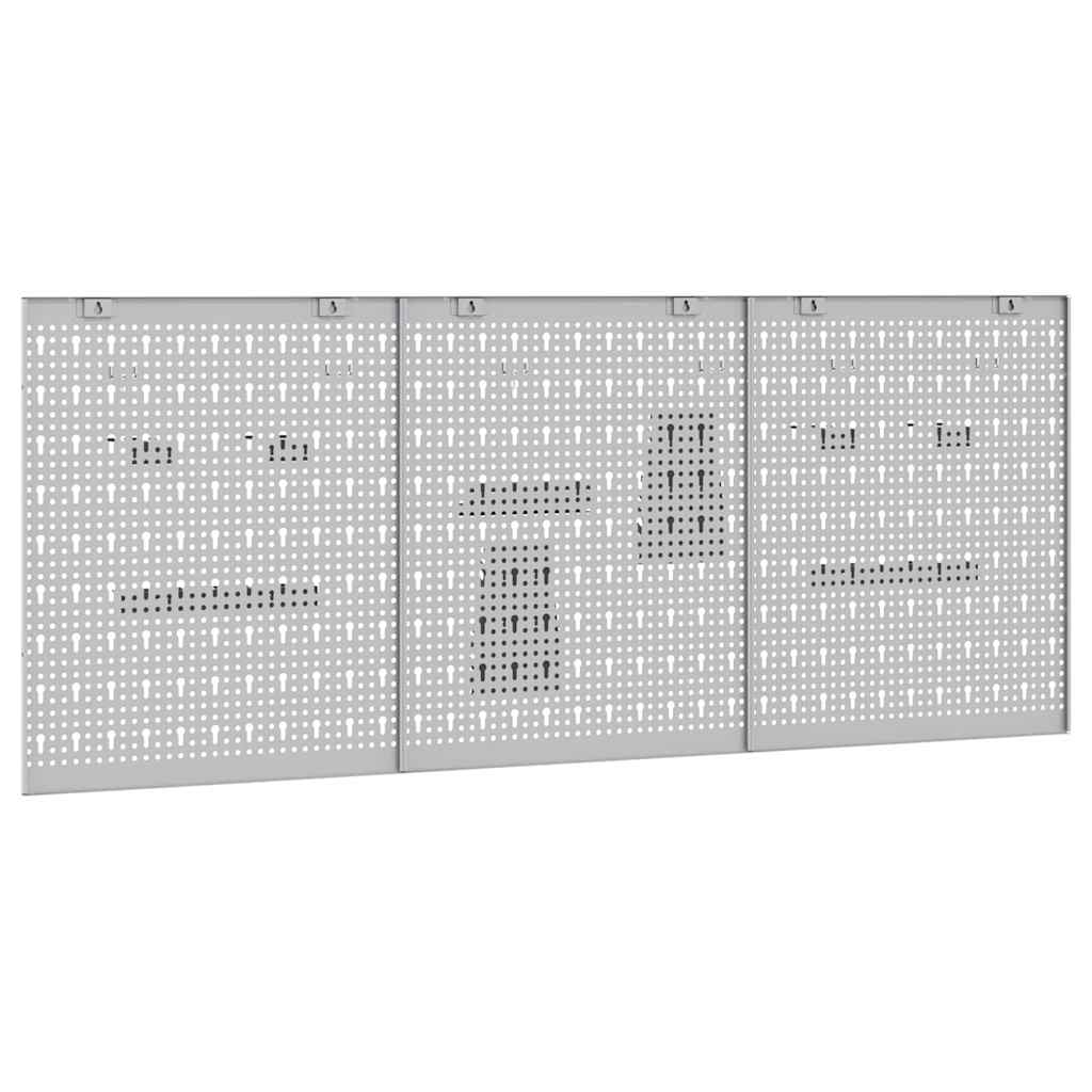 Werkzeugwandpaneel 3 stk. Grau 150 x 1 x 60 cm