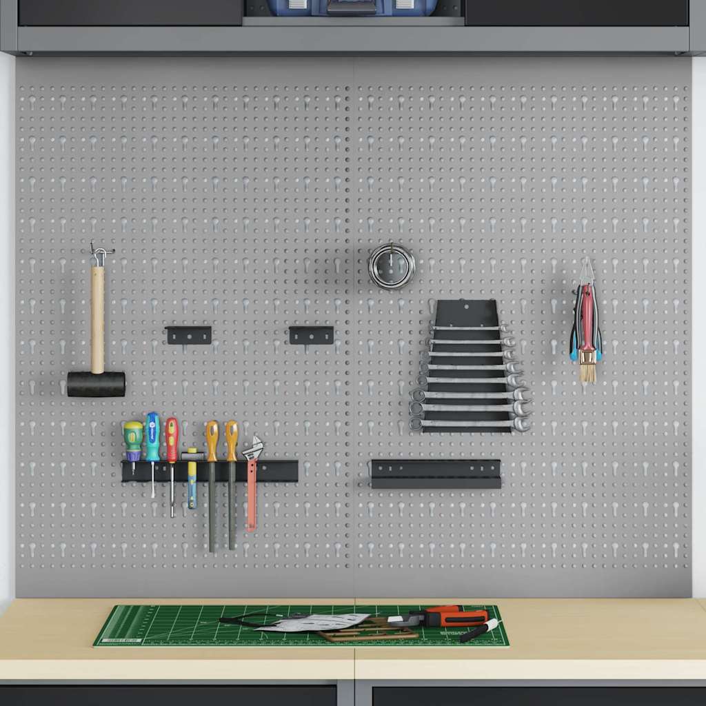 Werkzeugwandpaneel 2 stk. Grau 100 x 1 x 80 cm Stahl