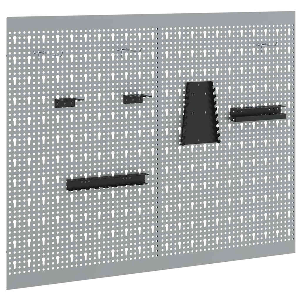 Werkzeugwandpaneel 2 stk. Grau 100 x 1 x 80 cm Stahl