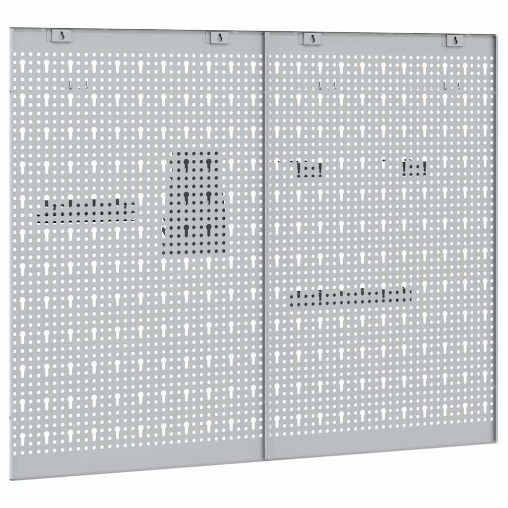 Werkzeugwandpaneel 2 stk. Grau 100 x 1 x 80 cm Stahl