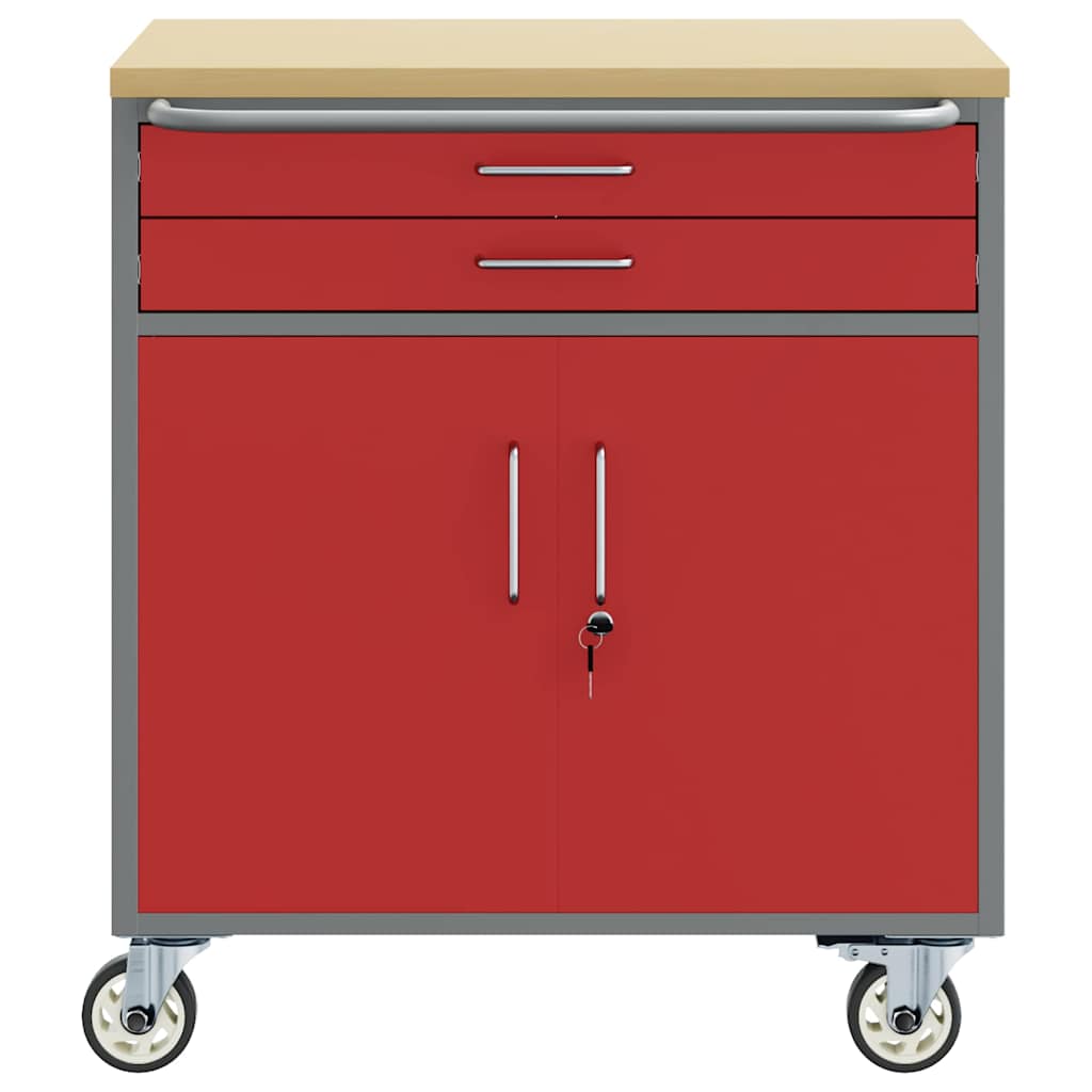 Trolley Rolling Workbench Mit Rad Rot und Grau 75 x 45 x 85 cm