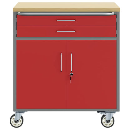 Trolley Rolling Workbench Mit Rad Rot und Grau 75 x 45 x 85 cm