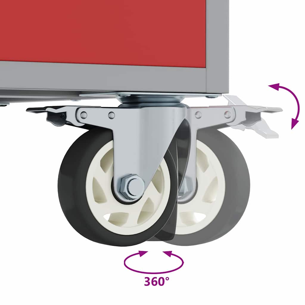 Trolley Rolling Workbench Mit Rad Rot und Grau 75 x 45 x 85 cm
