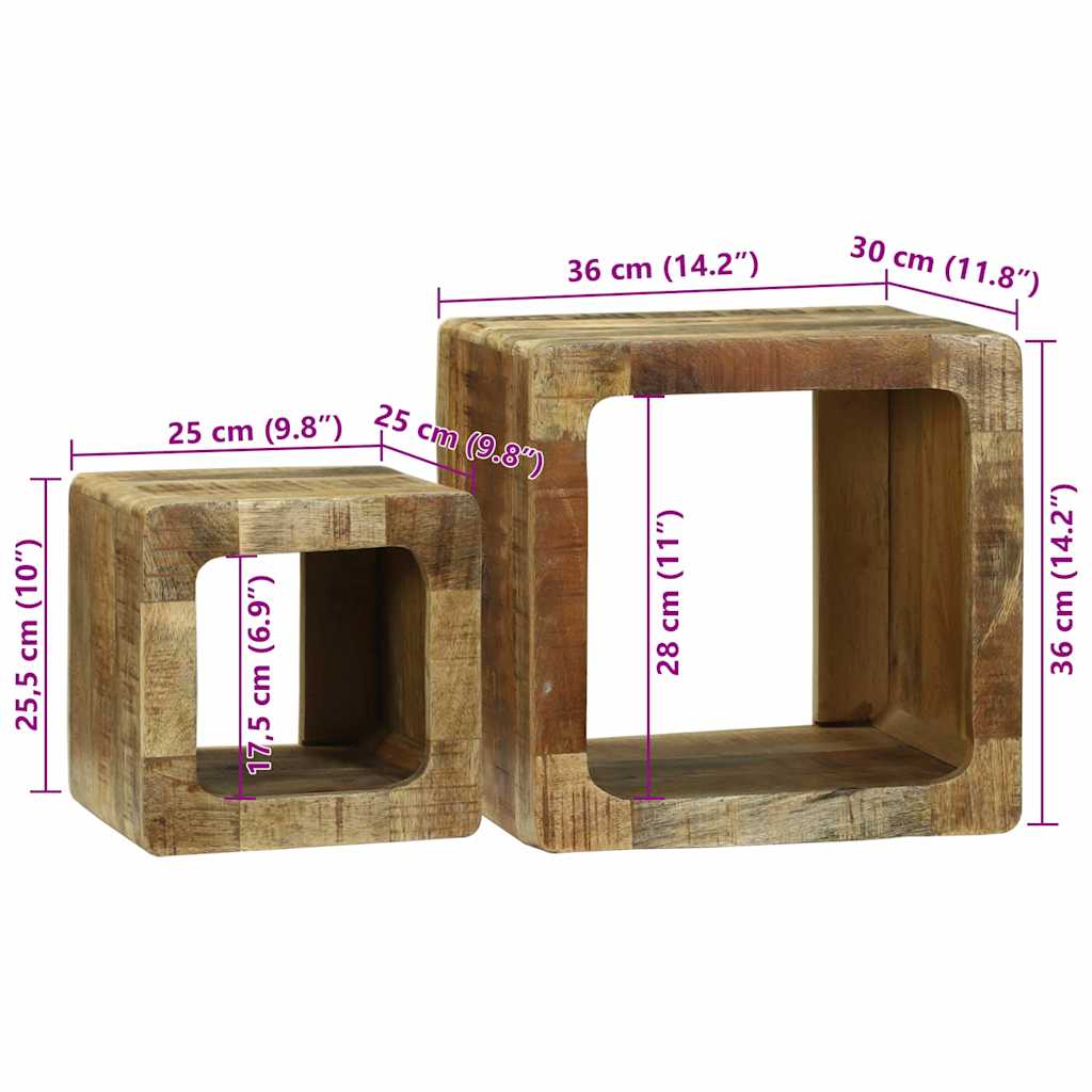 TV-Einheiten 2 stk. Braun 36 x 30 x 36 cm Massivholz Mango