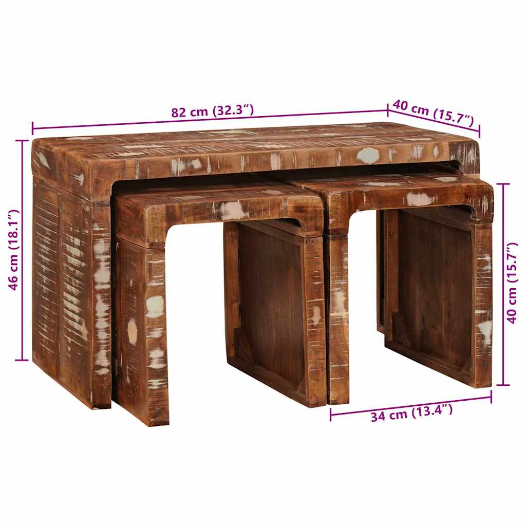 Nestingtisch 3 stk. Braun 82 x 40 x 46 cm