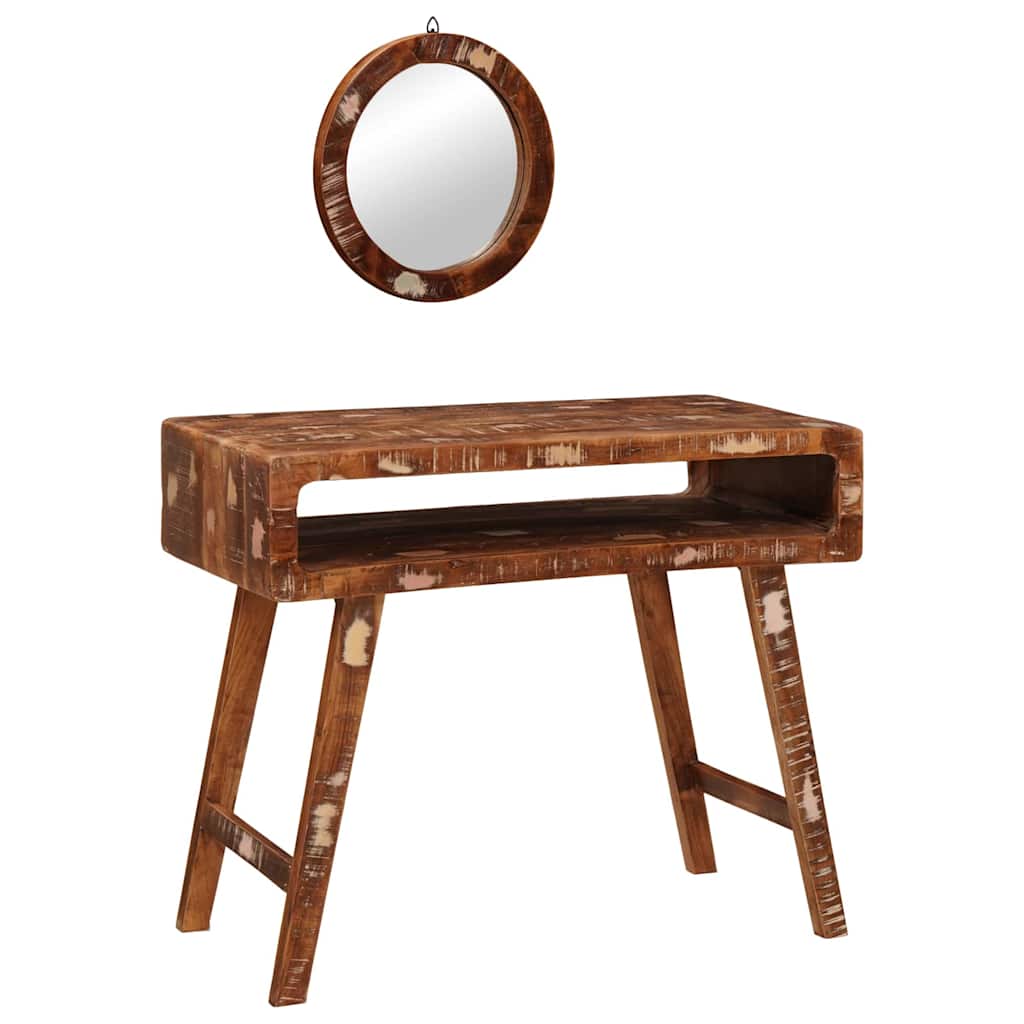 Schminktisch Braun 90 x 76 x 45 cm Massives upgecyceltes Holz