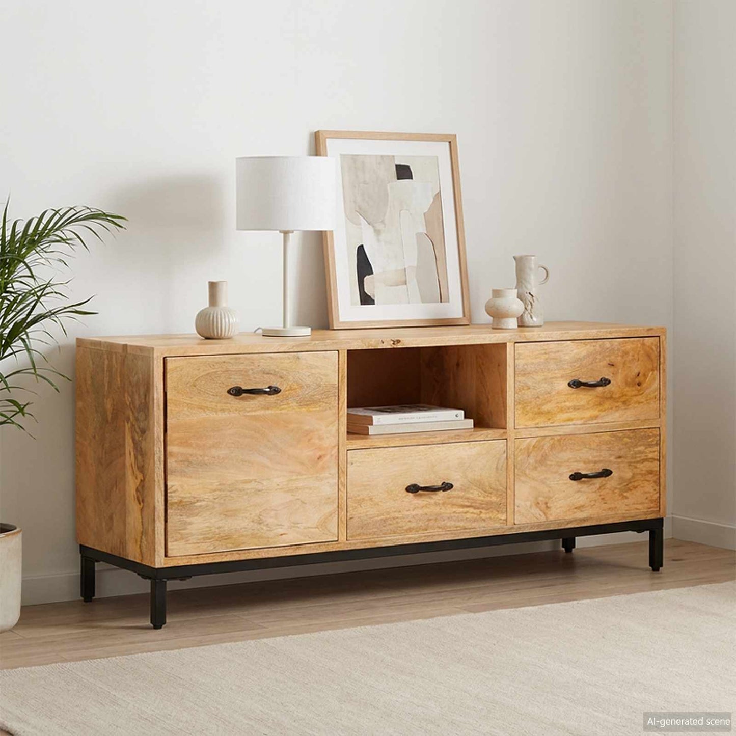 TV-Ständer Braun 110 x 30 x 46 cm Massivholz Mango
