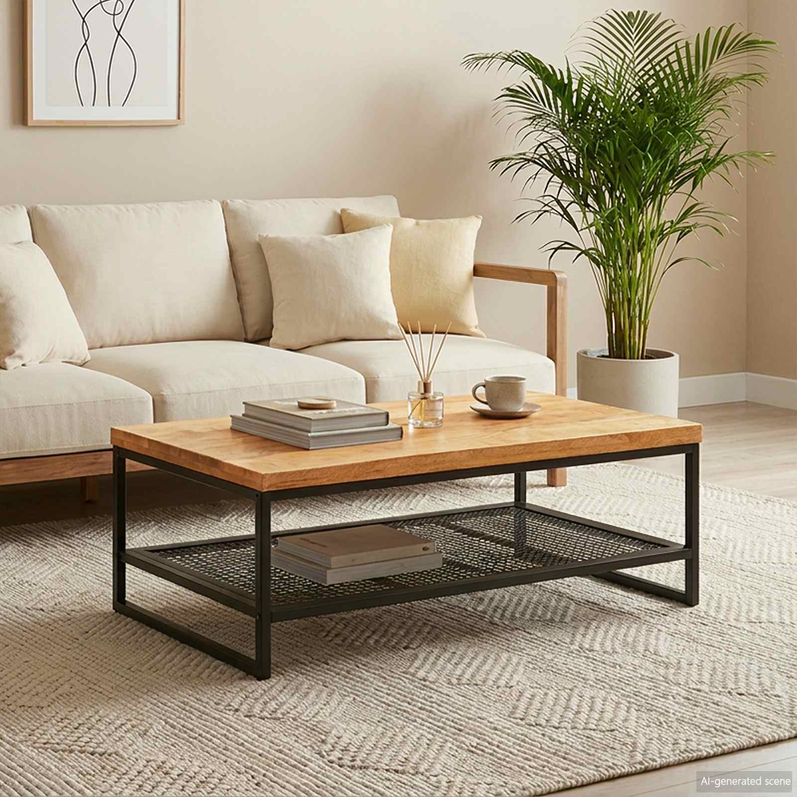 Couchtisch Braun und Schwarz 110 x 55 x 35 cm Massivholz Mango