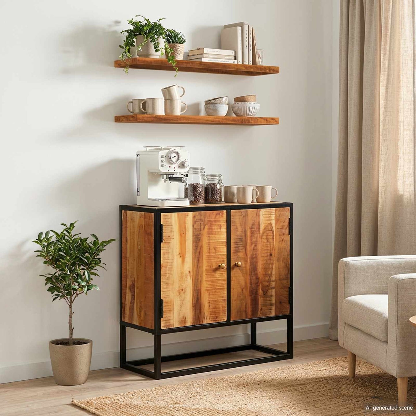 TV-Schränk Natur 110 x 30 x 44 cm Massivholz Akazie