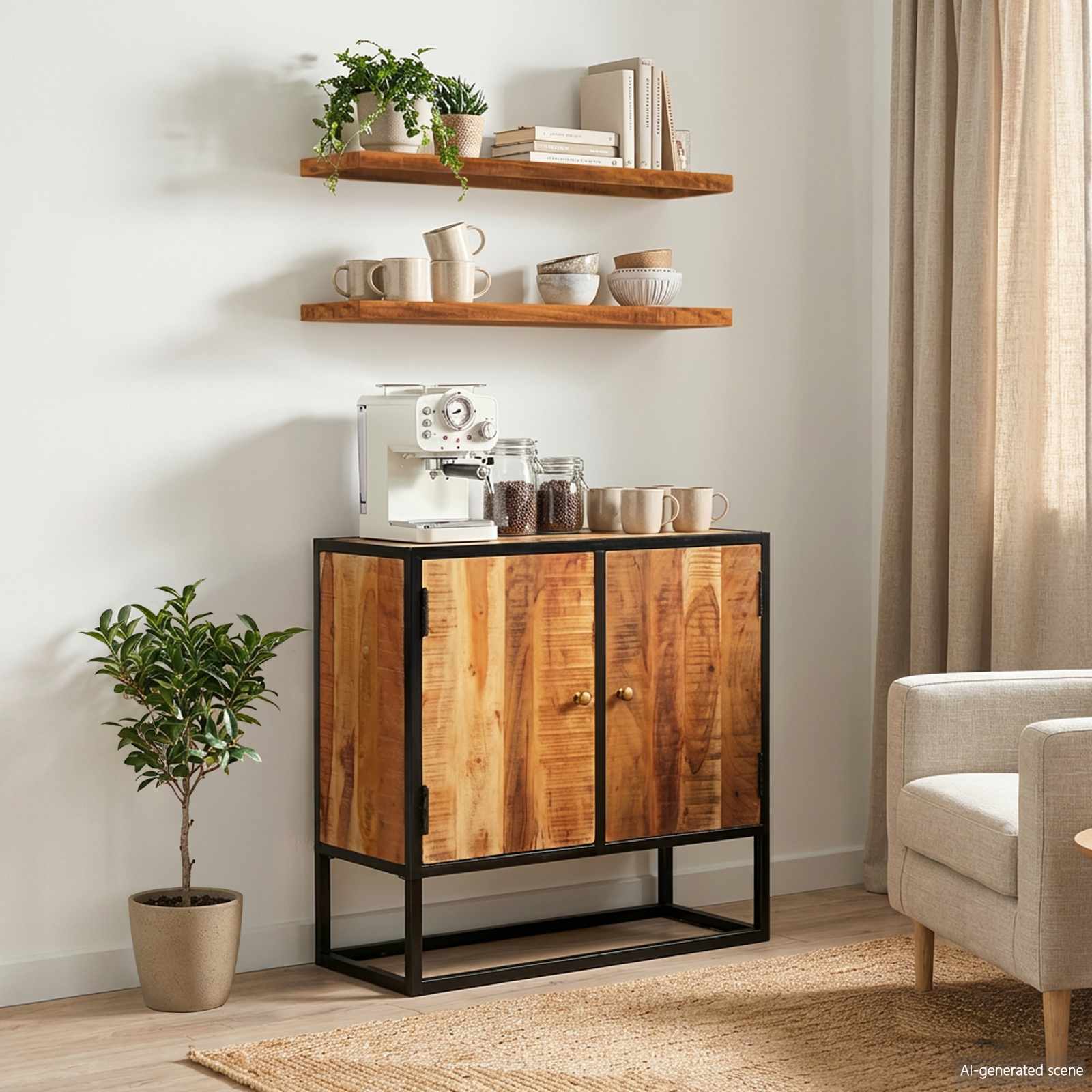 TV-Schränk Natur 110 x 30 x 44 cm Massivholz Akazie