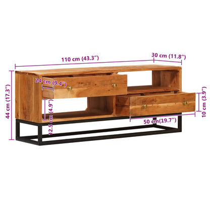 TV-Schränk Natur 110 x 30 x 44 cm Massivholz Akazie