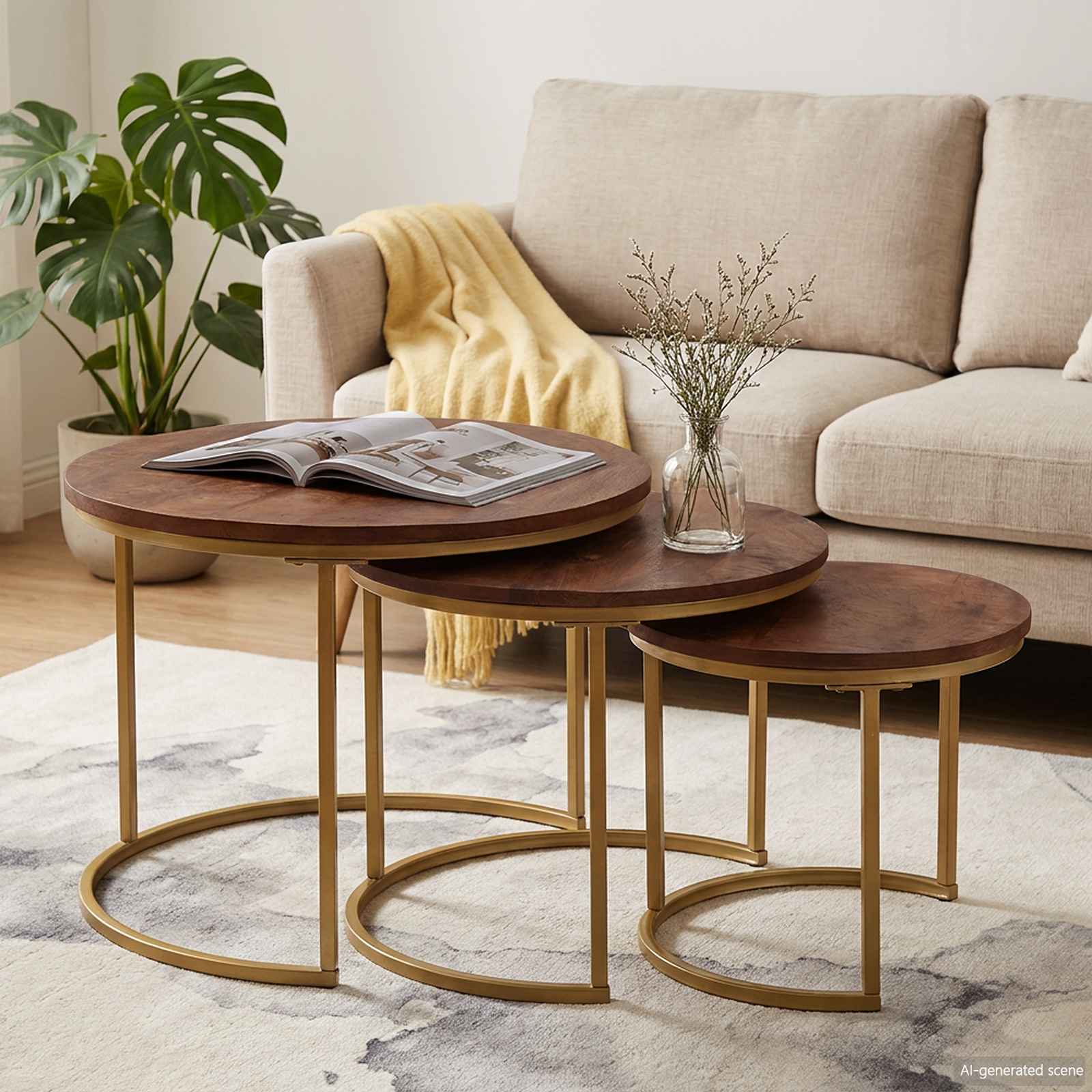 Nesting-Couchtische 3 pcs Solid Mango Wood and Steel