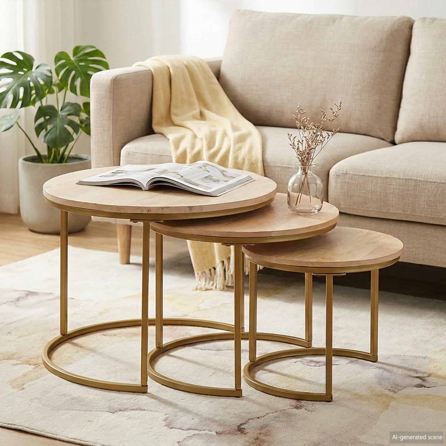 Nesting-Couchtische 3 Stk. Braun 54 x 54 x 40 cm